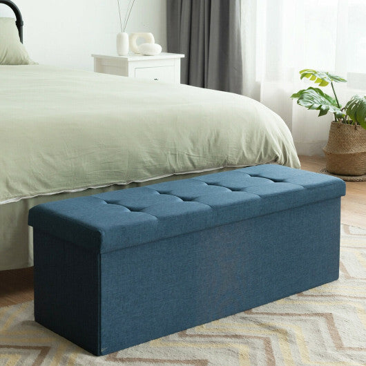 Costway Fabric Folding Storage with Divider Bed End Bench-Navy