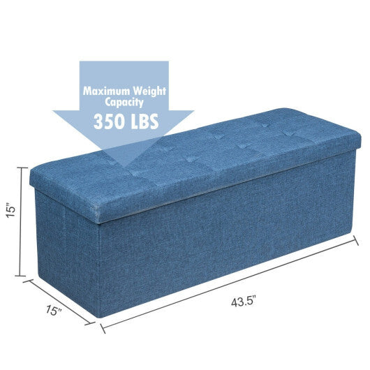 Costway Fabric Folding Storage with Divider Bed End Bench-Navy