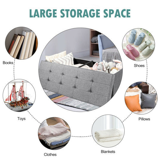 Costway Fabric Folding Storage with Divider Bed End Bench-Light Gray