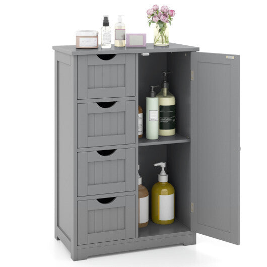 Standing Indoor Wooden Cabinet with 4 Drawers-Gray