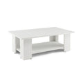 Costway Large 36 Inch 2-Tier Wooden Modern Coffee Table with Storage Shelf-White