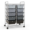 Costway 10-Drawer Rolling Storage Cart-Gray