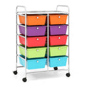 Costway 10-Drawer Rolling Storage Cart-Deep Multicolor