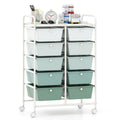 Costway 10-Drawer Rolling Storage Cart-Light Green