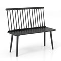 Costway Entryway Bench for 2 with Spindle Back for Kitchen Dining Room Hallway-Black
