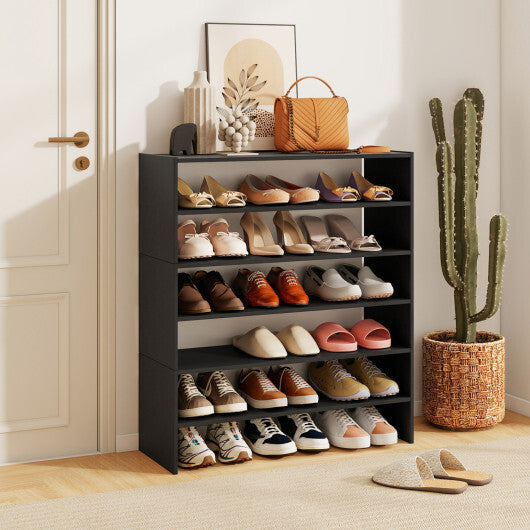 Costway 6-tier Shoe Rack with Anti-tipping Device for Entryway-Black