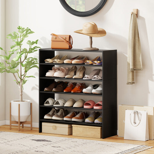 Costway 6-tier Shoe Rack with Anti-tipping Device for Entryway-Black
