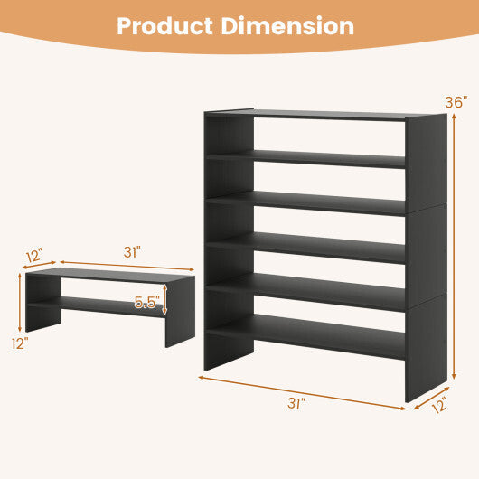 Costway 6-tier Shoe Rack with Anti-tipping Device for Entryway-Black
