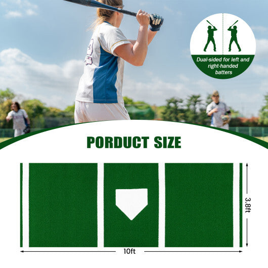 Costway Softball Pitching Mat with Pitching Mound  Anti-Fade Turf & Anti-Slip Foam Backing Green