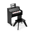 Costway 25 Keys Kids Piano Keyboard with Stool Mini Digital Piano Wooden Toy with Adjustable Speed and Volume-Black