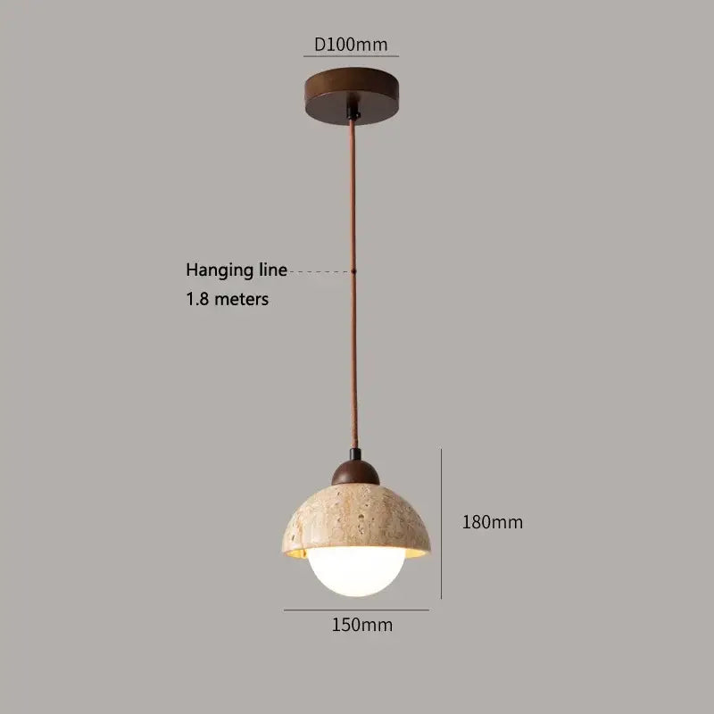 Warm textured concrete cave stone pendant light dining room