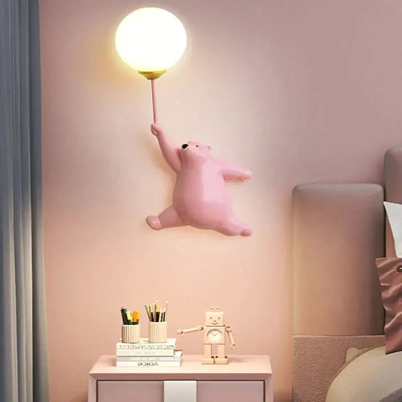 DecorBites™ Blue Bear 3D Moon Wall Lamp for Children's Bedroom Interior Lighting