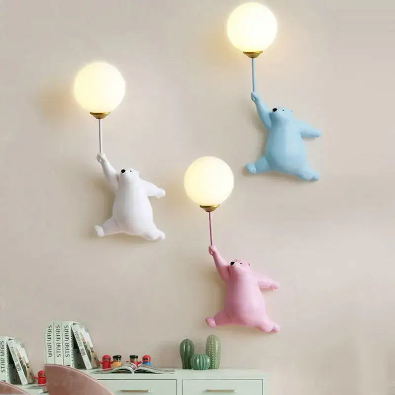DecorBites™ Blue Bear 3D Moon Wall Lamp for Children's Bedroom Interior Lighting