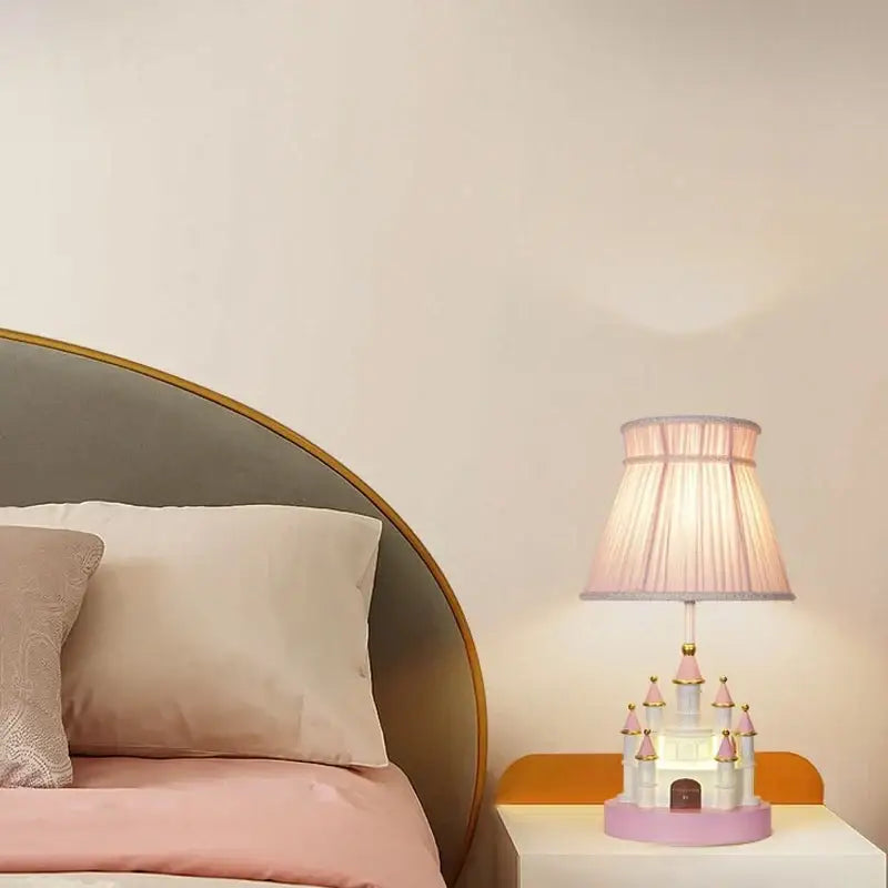 Whimsical pink & white castle kids chandelier led bedroom light