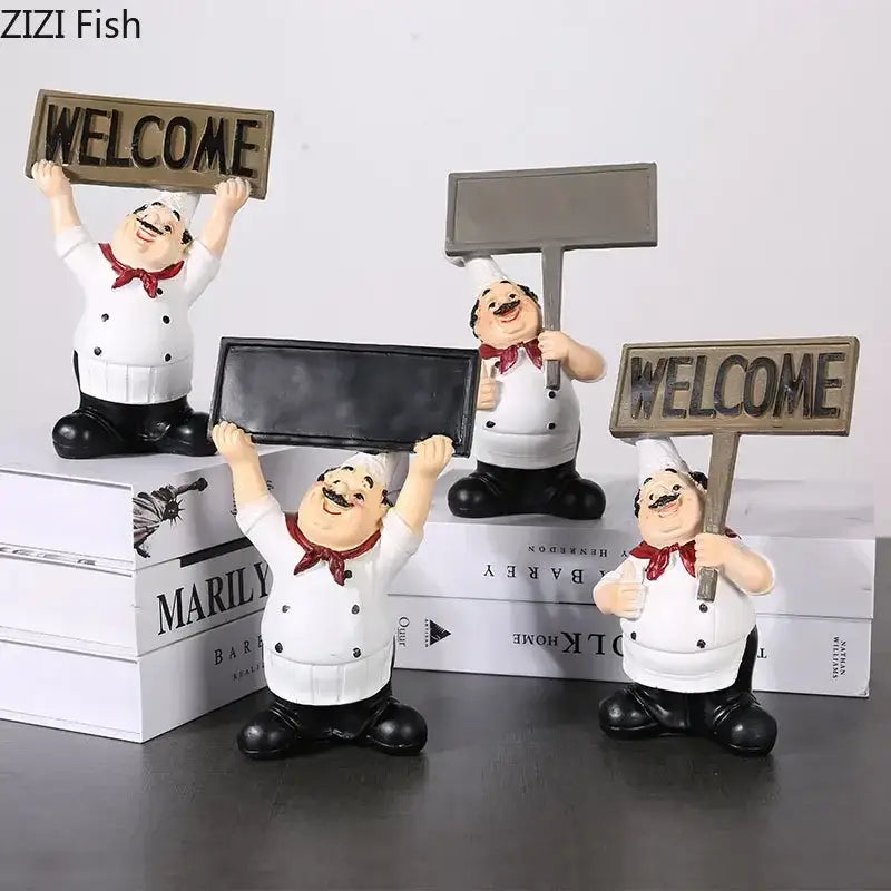 DecorBites™ Bearded Chef Resin Figure Sculpture Modern Kitchen Desk Decor Ornaments