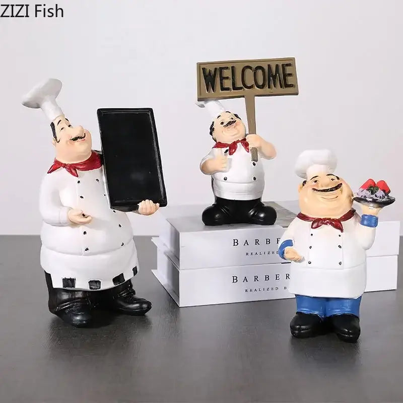 DecorBites™ Bearded Chef Resin Figure Sculpture Modern Kitchen Desk Decor Ornaments