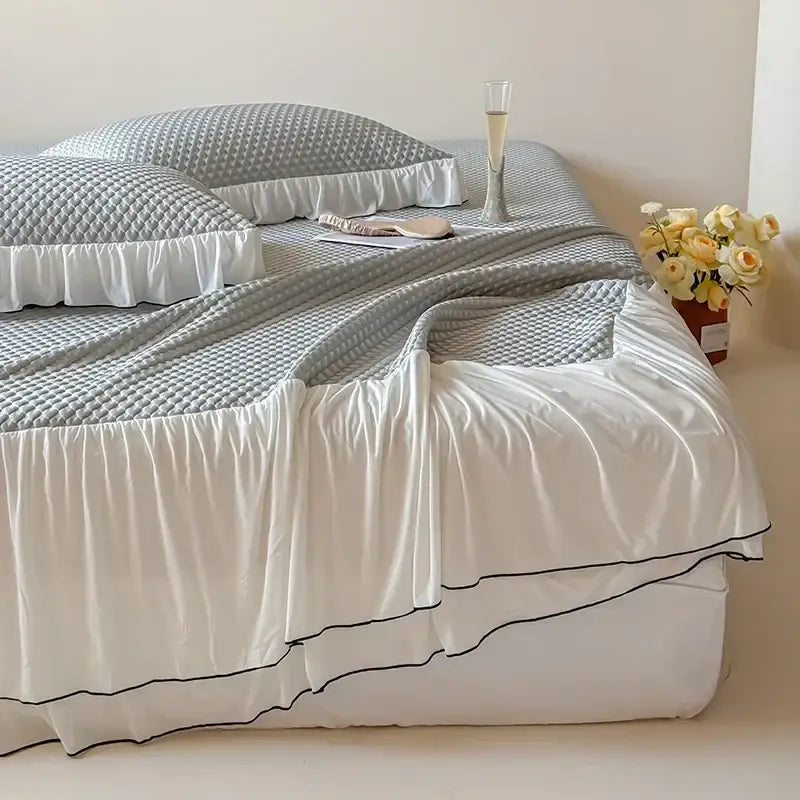White and black ruffled bedding set bedroom decorbites cool feeling