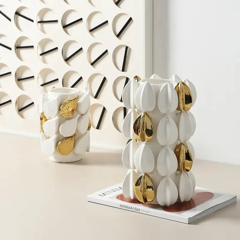 DecorBites™ Lemon Carambola Ceramic Vase Gold-Plated Fruit Shape Creative Home Decor