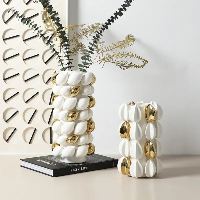 DecorBites™ Lemon Carambola Ceramic Vase Gold-Plated Fruit Shape Creative Home Decor