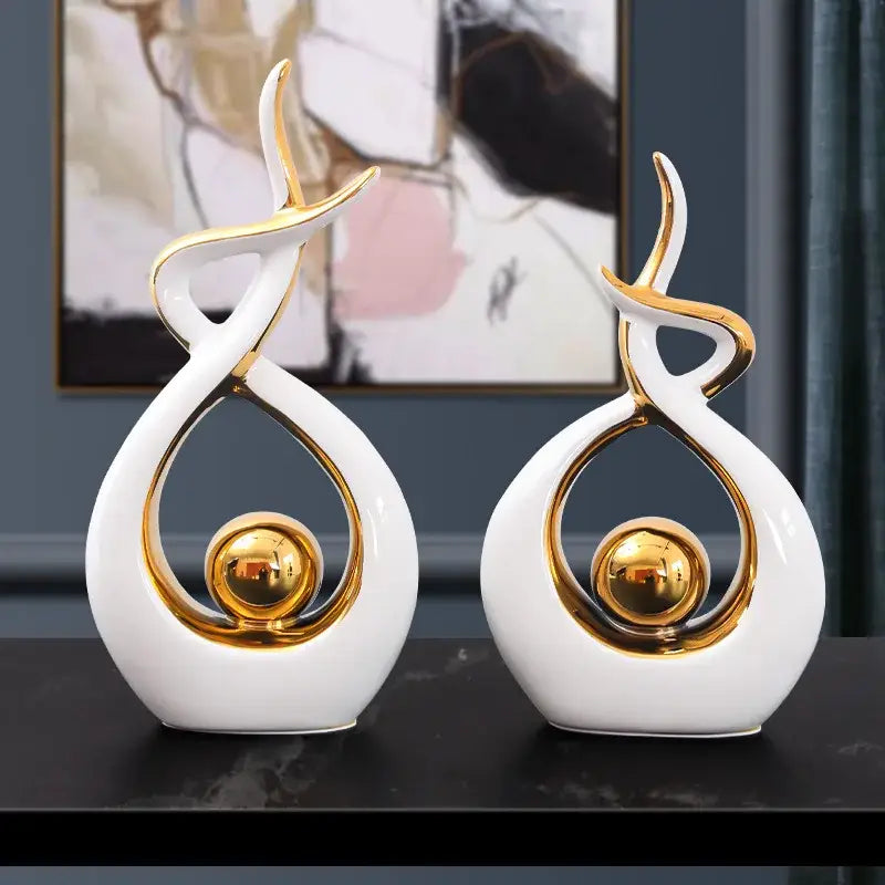DecorBites™ Ceramic Abstract Figurine Set for Elegant Home and Office Decor