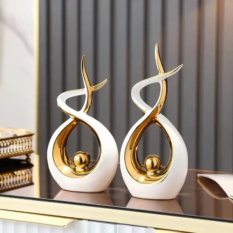 DecorBites™ Ceramic Abstract Figurine Set for Elegant Home and Office Decor