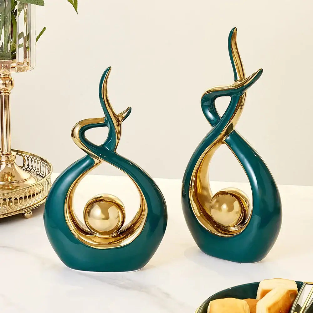 DecorBites™ Ceramic Abstract Figurine Set for Elegant Home and Office Decor