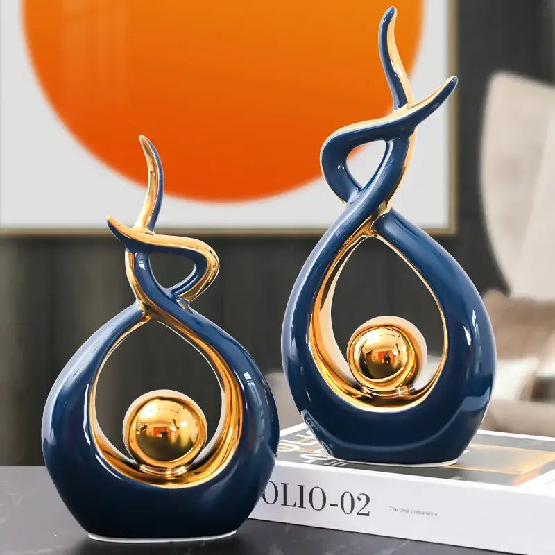 DecorBites™ Ceramic Abstract Figurine Set for Elegant Home and Office Decor