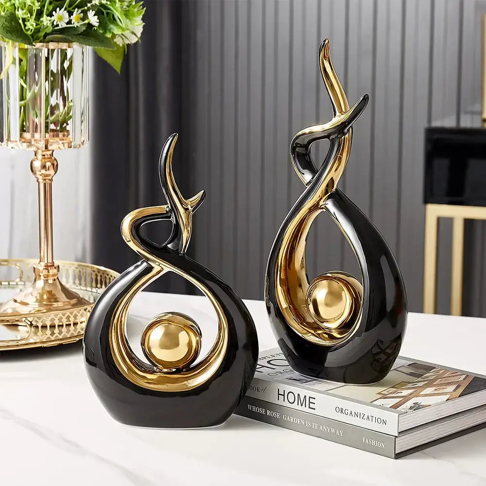 DecorBites™ Ceramic Abstract Figurine Set for Elegant Home and Office Decor
