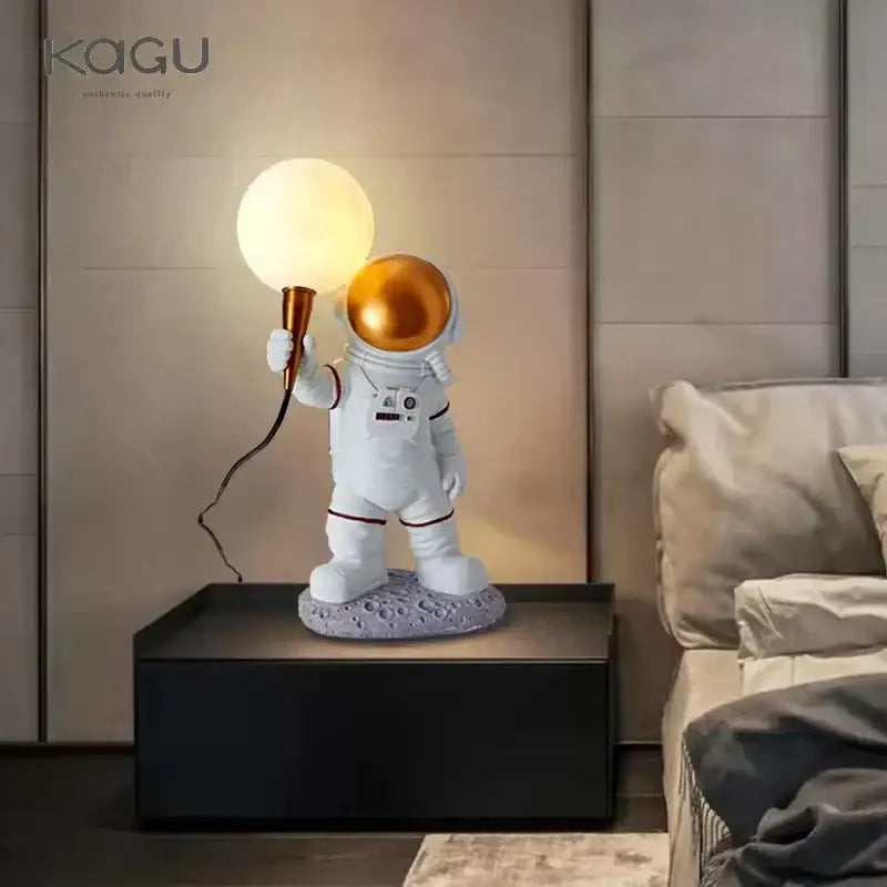 White and gold decorbites astronaut moon wall lamp bedroom light