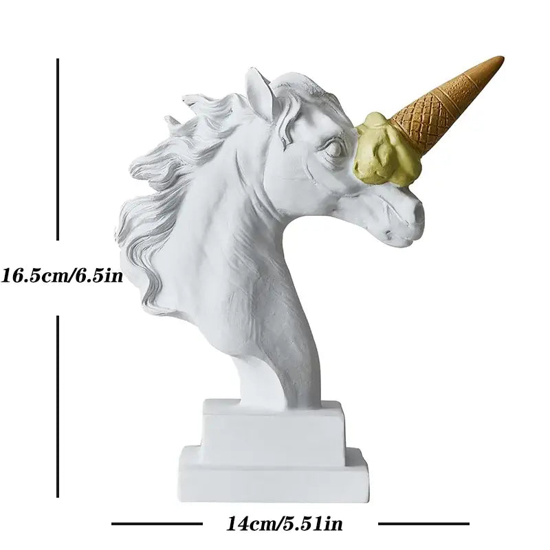 DecorBites™ Ice Cream Horse Head Resin Sculpture Figurine for Home Office Decor & Gifts