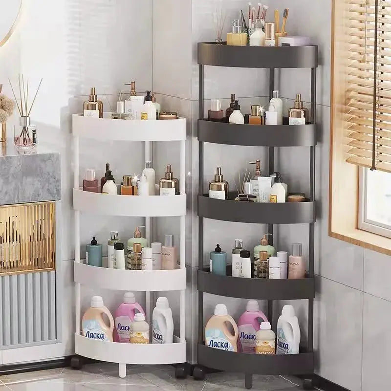 White and gray 5-tier rolling cart storage rack for kitchen organizing