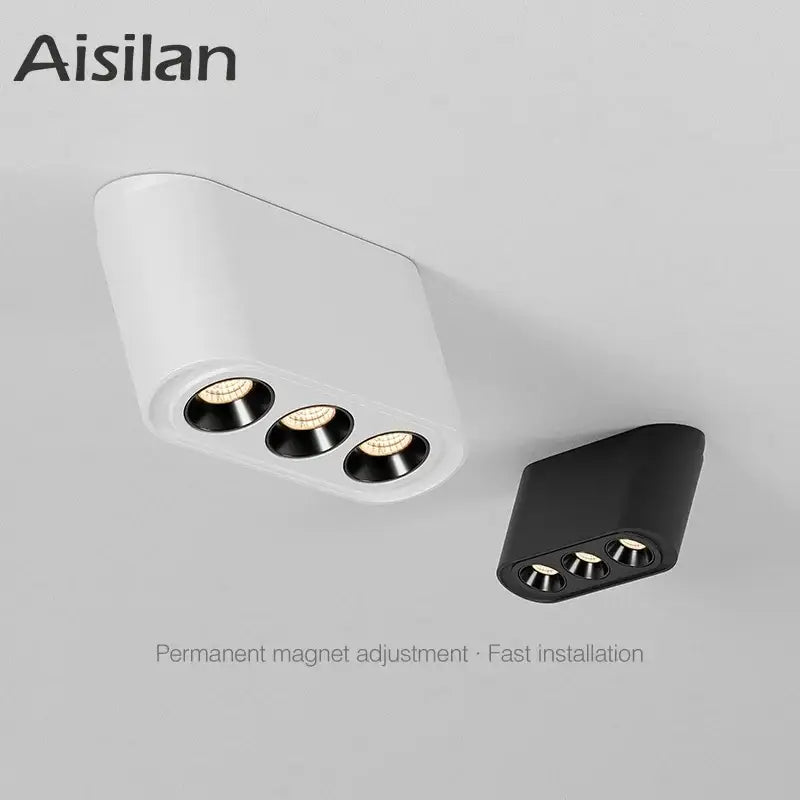 White & black 12w cob chip ceiling spotlight living room magnetic light