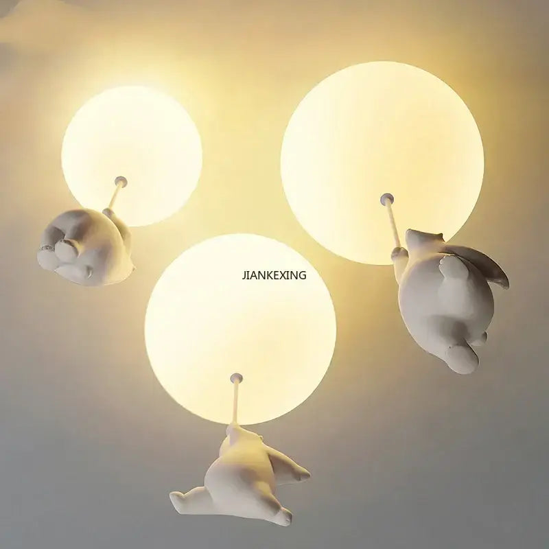 DecorBites™ Bear LED Ceiling Chandelier: Cute PVC Ball Lampshade for Children's Room Decor