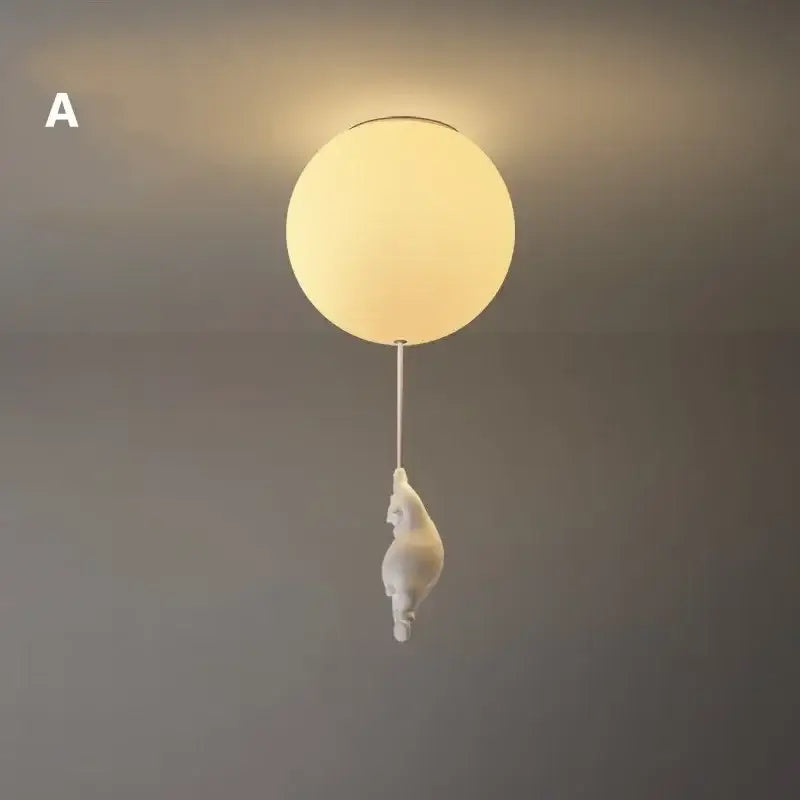 DecorBites™ Bear LED Ceiling Chandelier: Cute PVC Ball Lampshade for Children's Room Decor