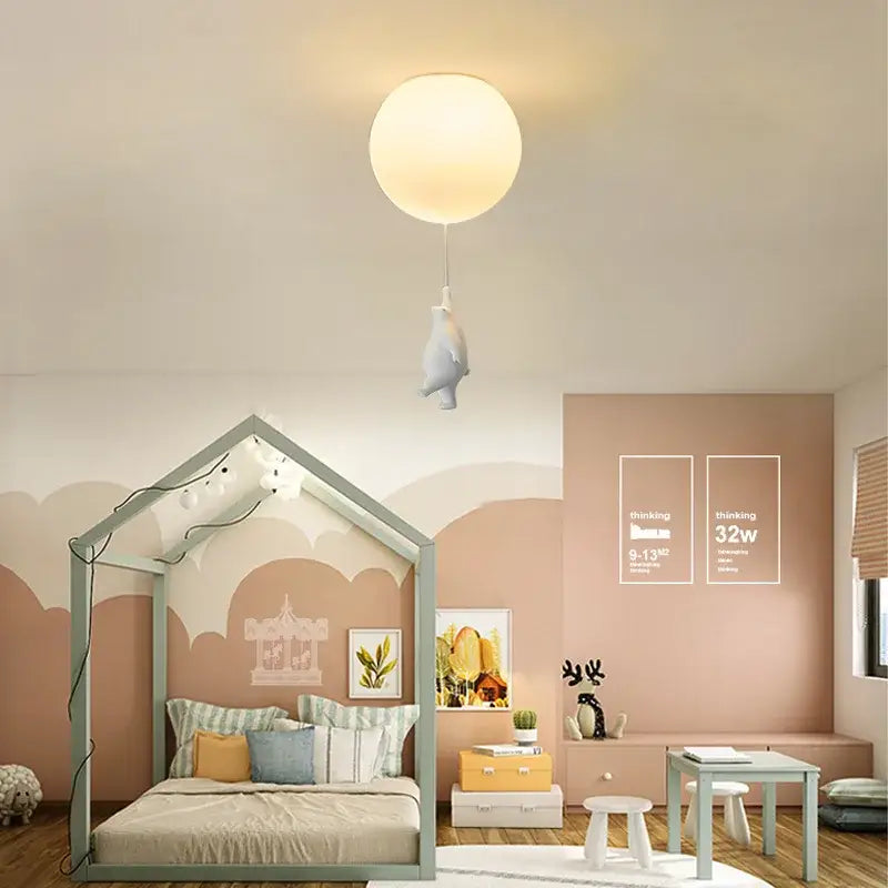 White ceramic cat pendant ceiling light for kids bedroom