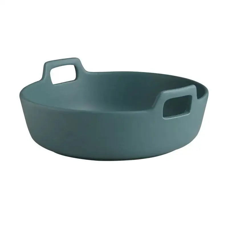White ceramic double handle salad bowl dining room serving dish
