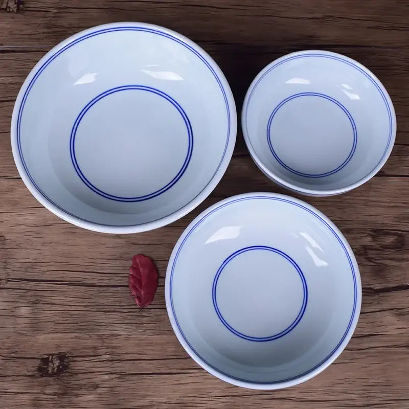 DecorBites™ Blue and White Ceramic Noodle Bowl - Chinese Style Porcelain Tableware