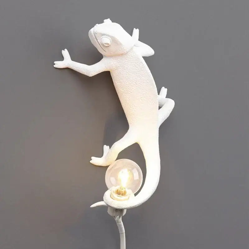 White decorbites chameleon figure resin wall lamp bedroom night light