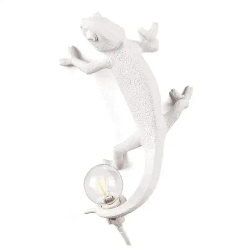 White decorbites chameleon figure resin wall lamp bedroom night light