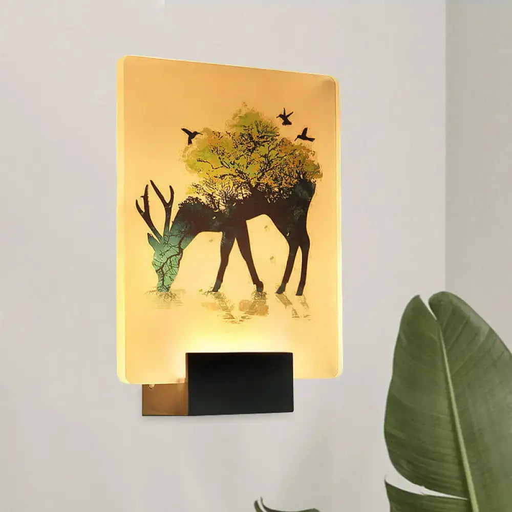 White elk tree led wall sconce living room lamp