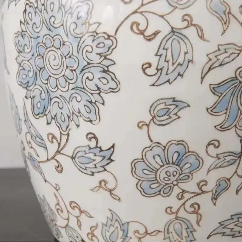 White floral ceramic desk lamp bedroom side table decor
