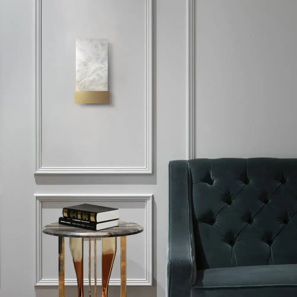 White marbled glass and gold wall sconce living room e26 e27 light