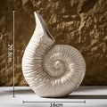 White nautilus conch ceramic vase for bedroom and office decor