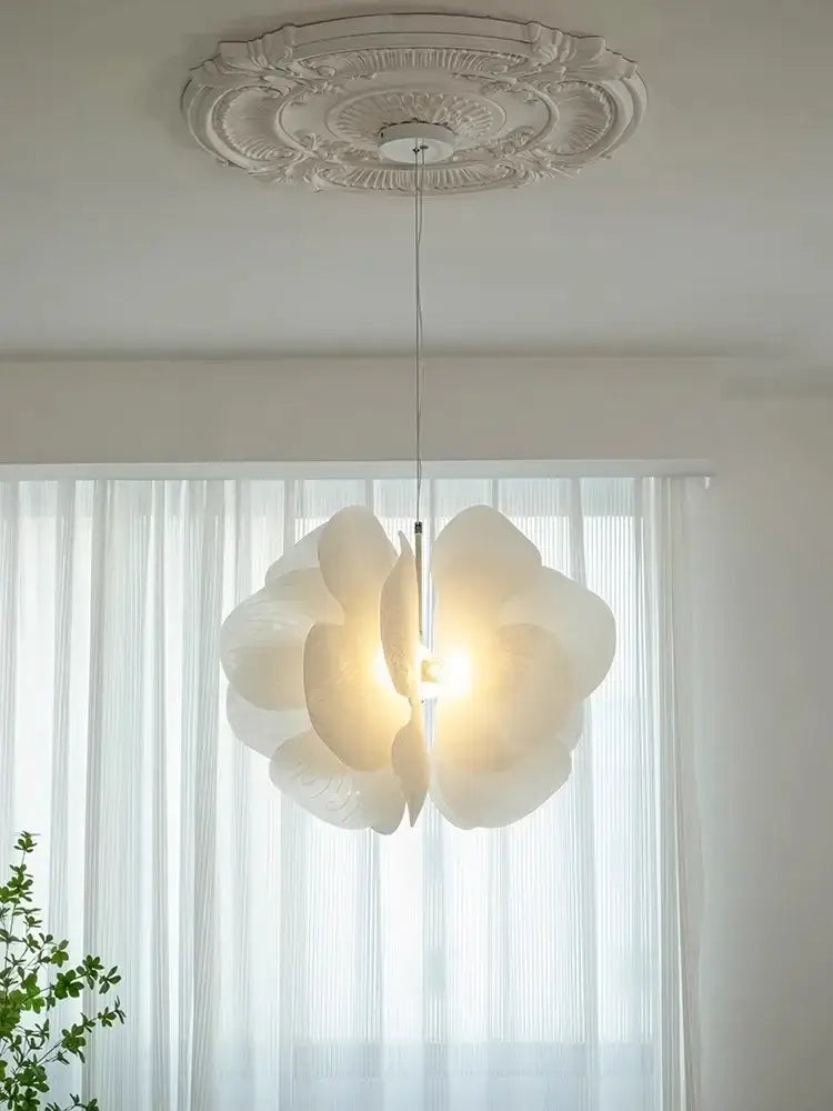 White paper flower butterfly pendant light bedroom hanging decor