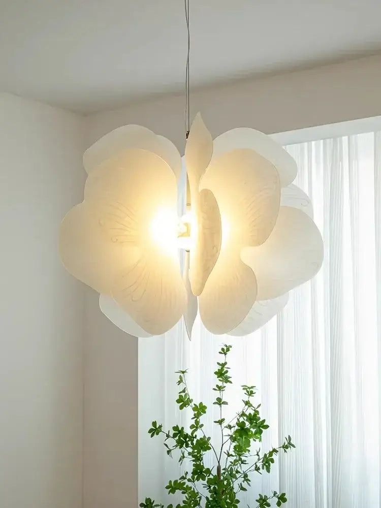 White paper flower butterfly pendant light bedroom hanging decor
