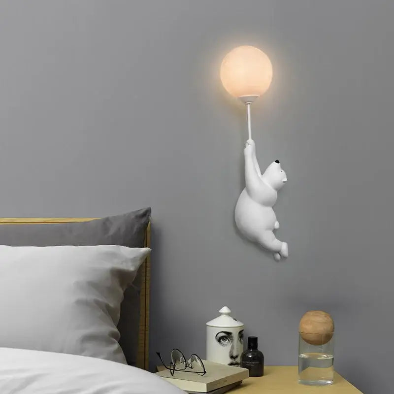 White polar bear night light moon lamp for kids bedroom