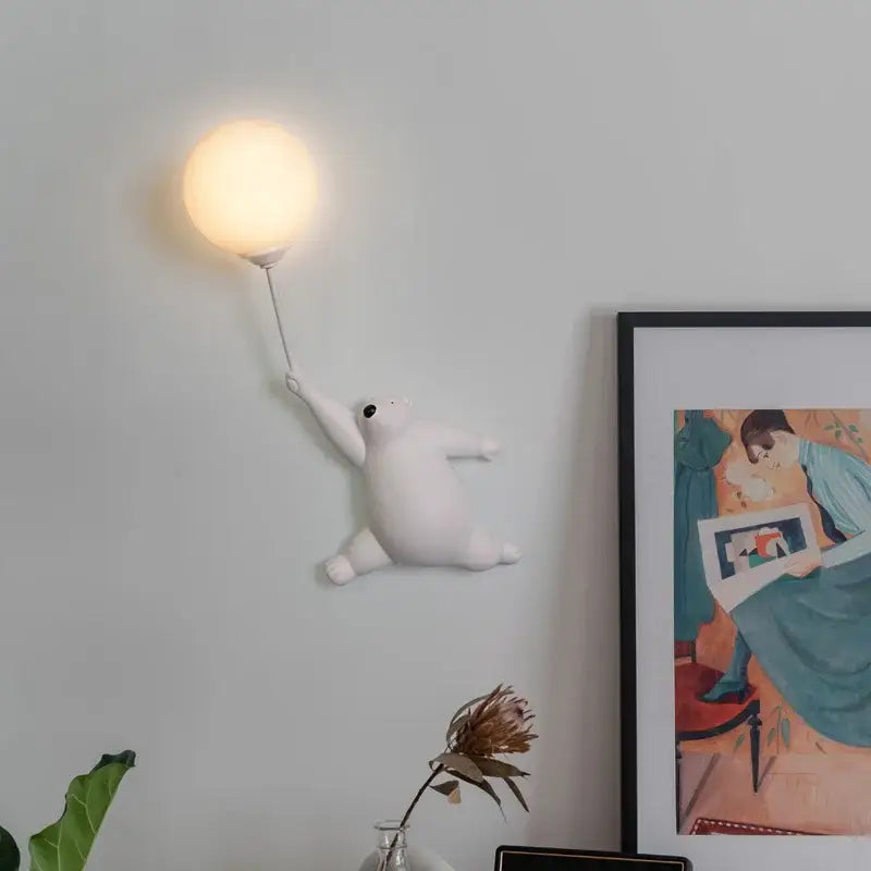 White polar bear night light moon lamp for kids bedroom