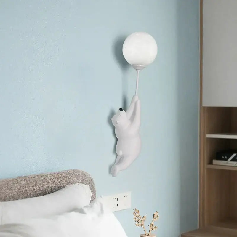 White polar bear night light moon lamp for kids bedroom