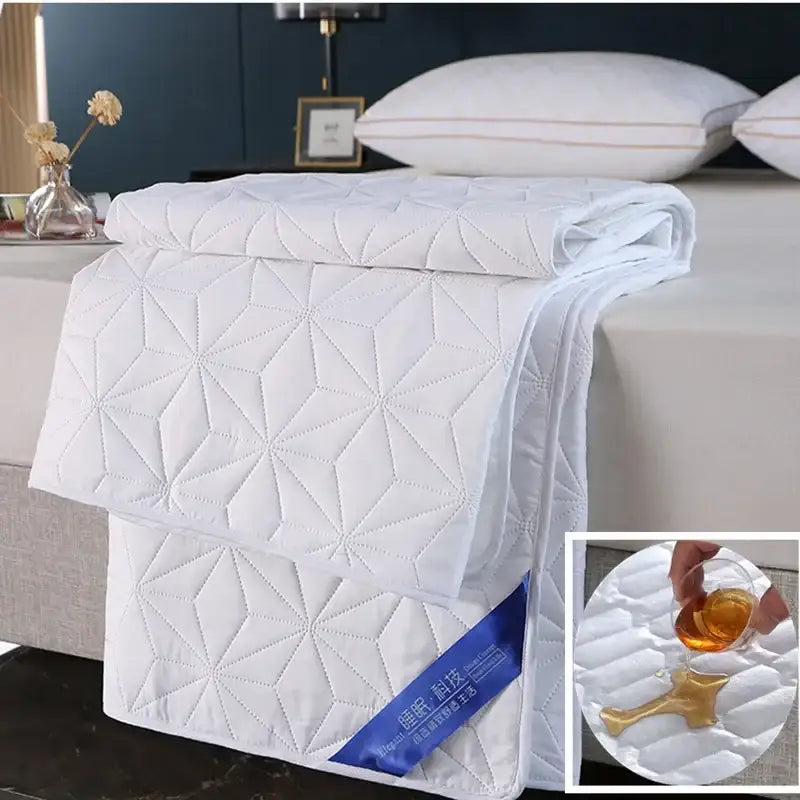 DecorBites™ Cotton Quilted Waterproof Bed Protector Pad for Elderly, Children, Mother Child