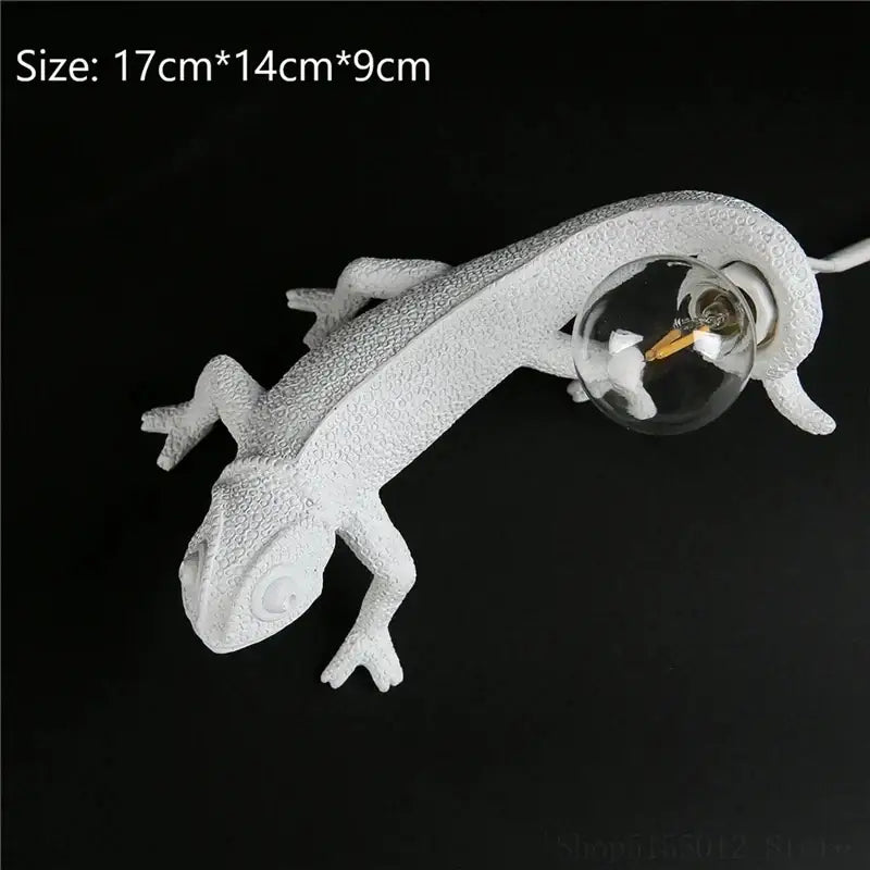 White resin chameleon night light – bedroom reading lamp